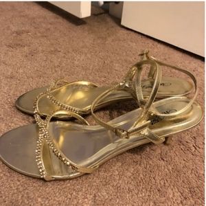 Gold Sandal Kitten Heels